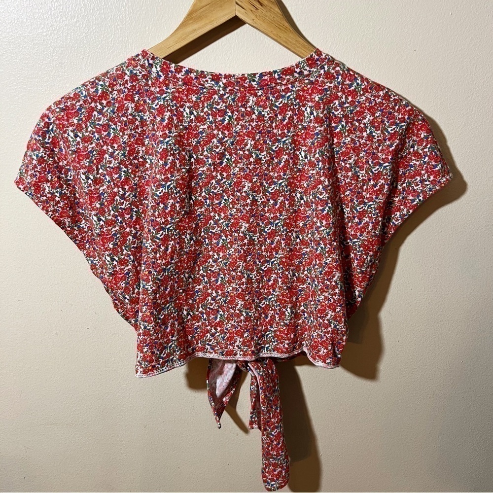 Zara Crop Tie Front Floral Print T Shirt Women’s Small Cowgirl Western Festival - Picture 3 of 8